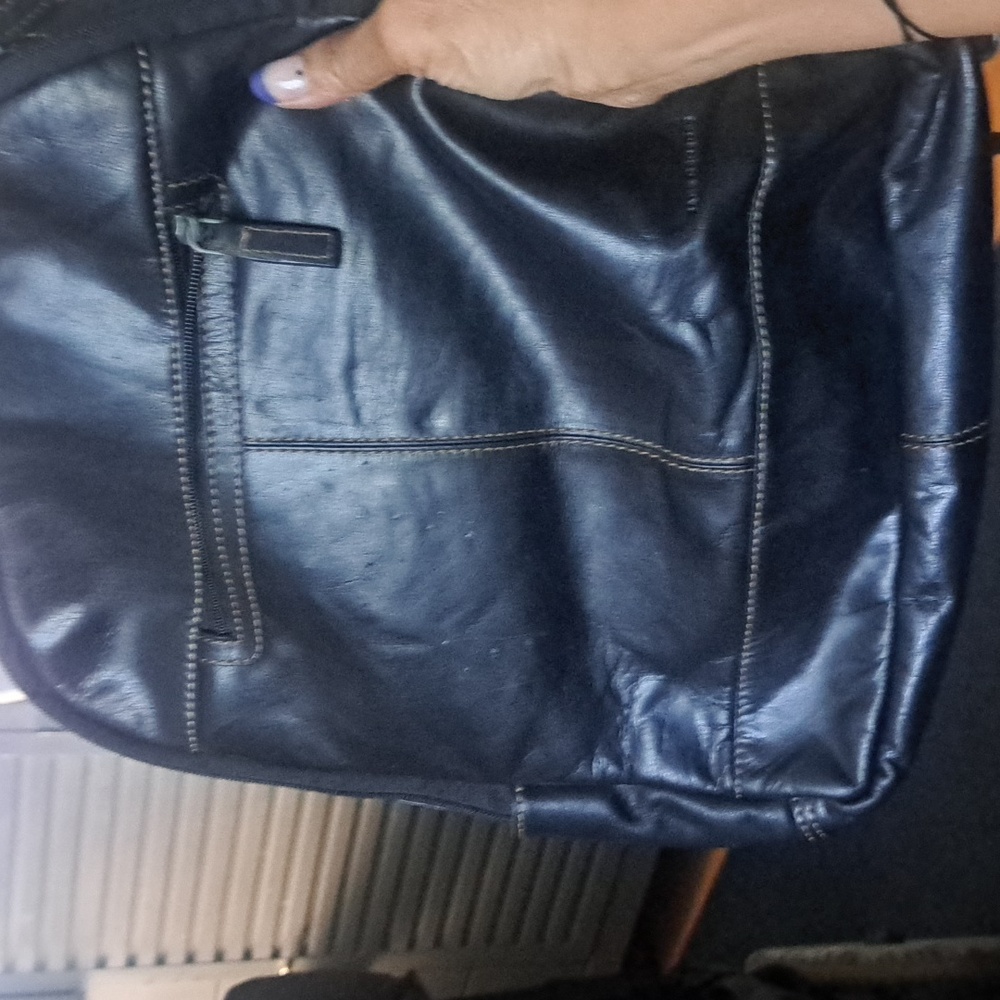 Jack George Voyager black leather distressed backpack